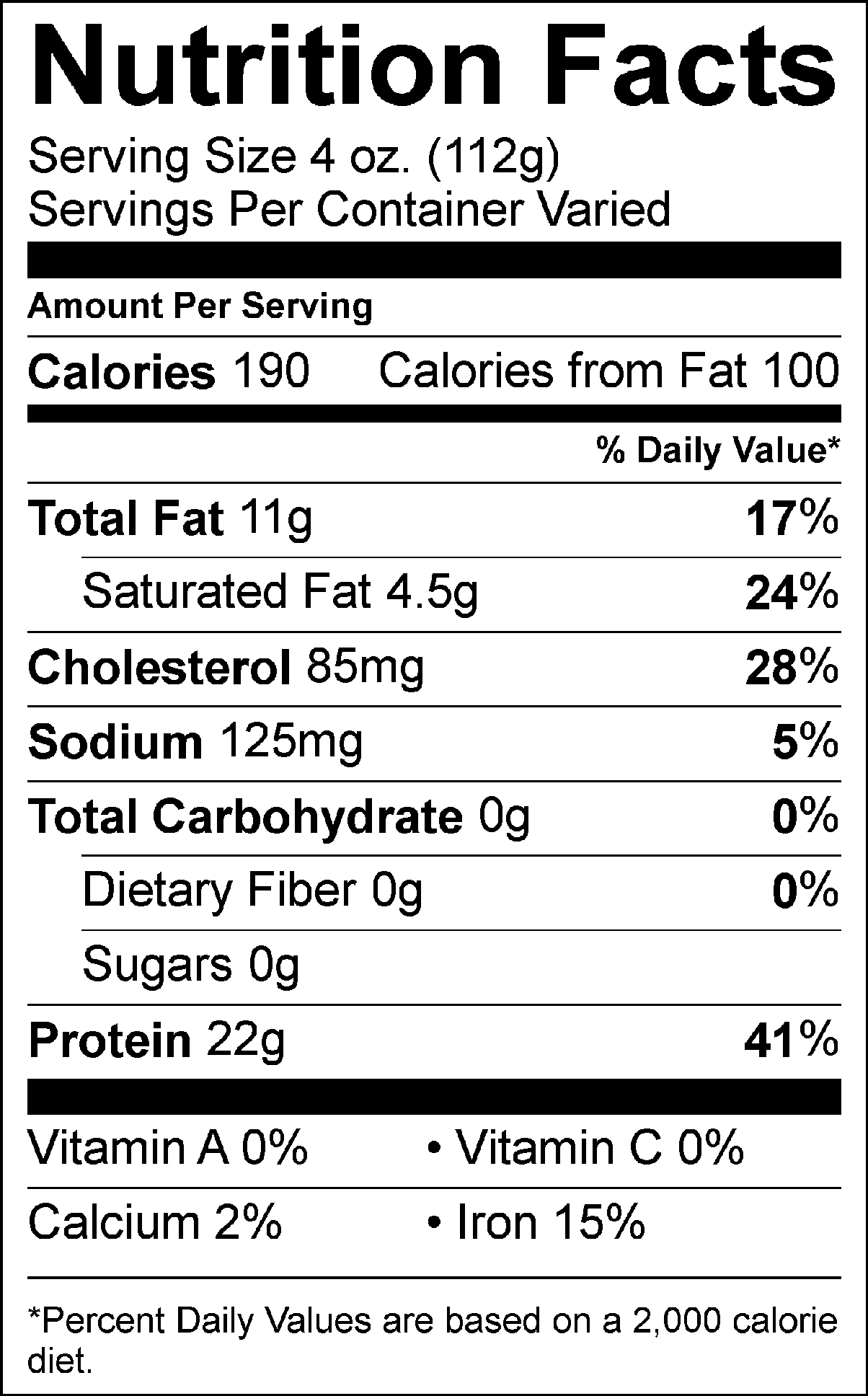 Rumba Meats Beef Ox Tail Nutrition Facts Label