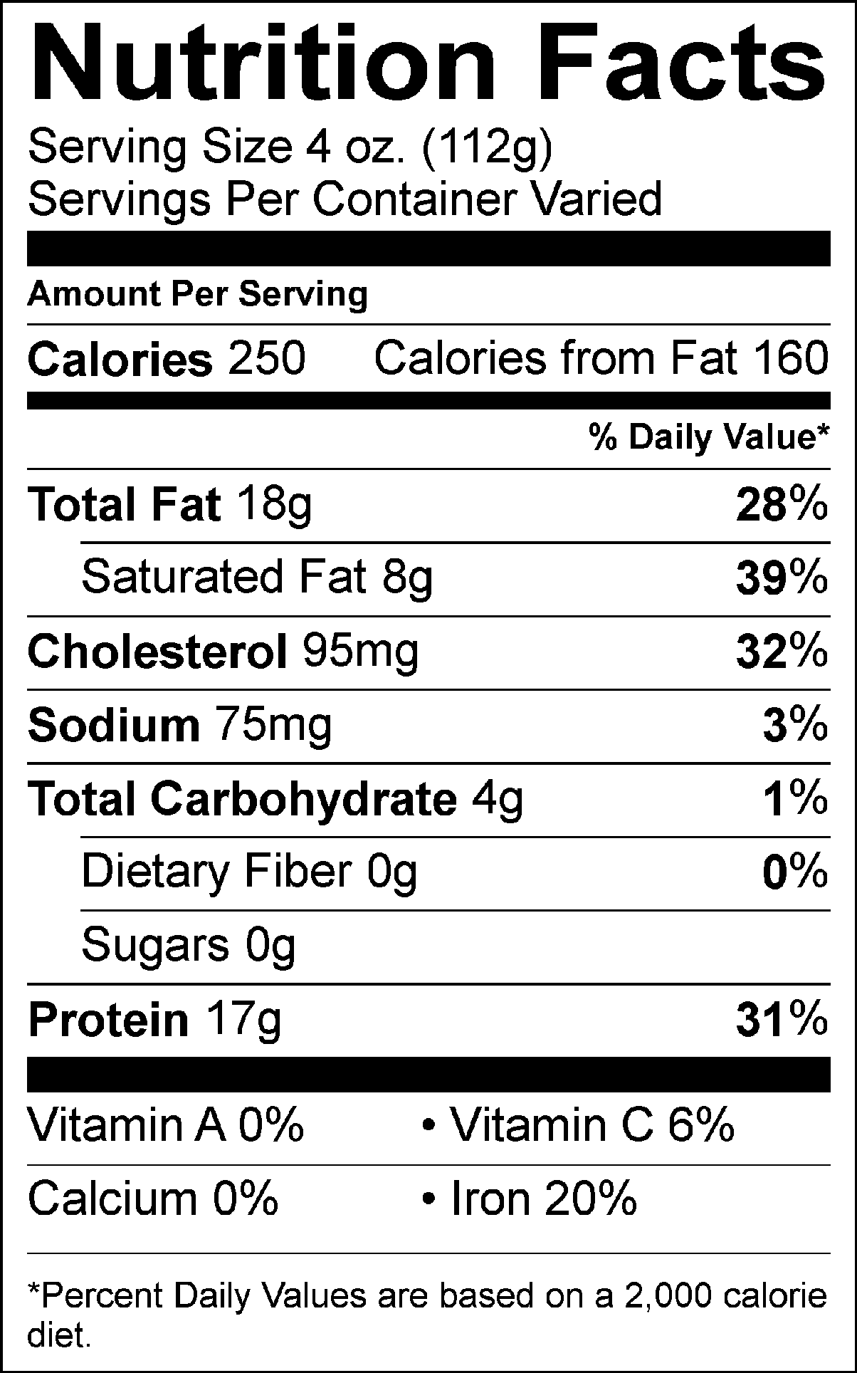 Rumba Meats Beef Tongue Nutrition Facts Label