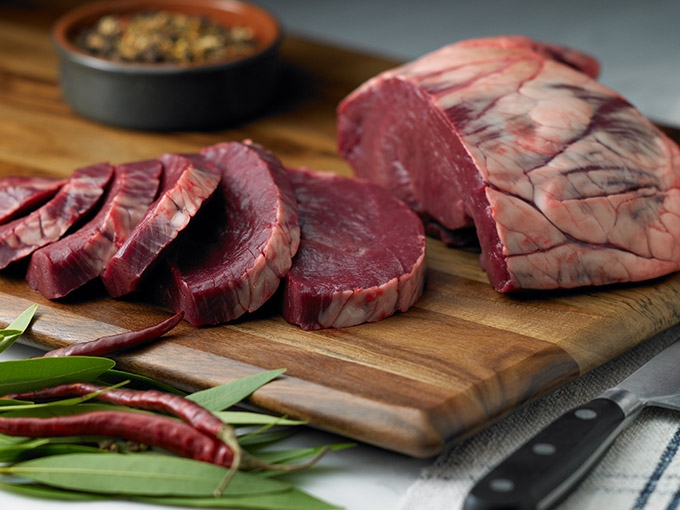 Rumba Meats Beef Heart on Cutting Board