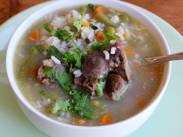 Oxtail, Rice and Vegetable Soup Recipe in a Bowl