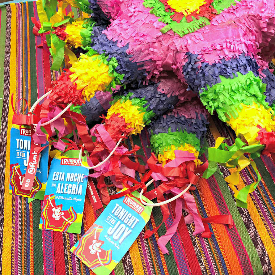 Pinatas on table with a colorful background