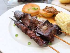 Grilled Anticuchos on Plate