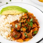 Plated Venezuelan Lengua en Salsa