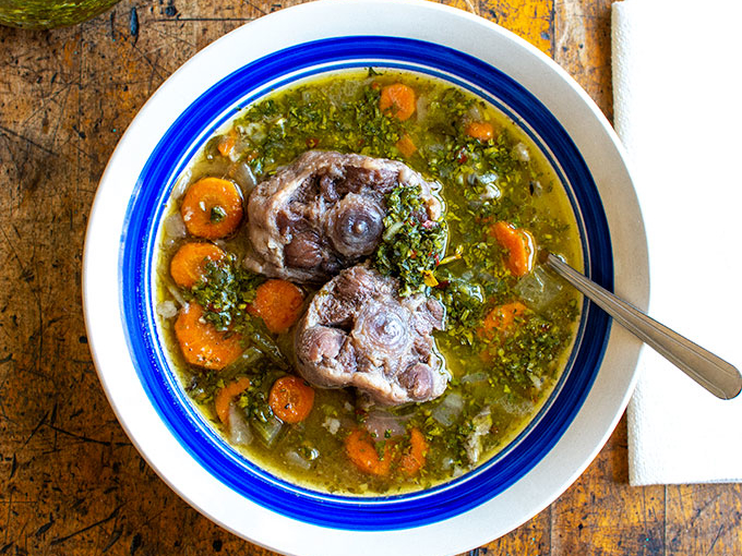 Oxtail Soup with Cilantro Chimichurri from @HolaJalapeño