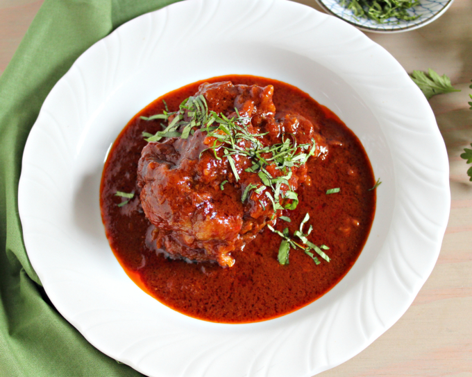 braised beef oxtail in guajilio sauce