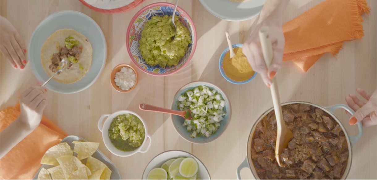 taco ingredients in bowls